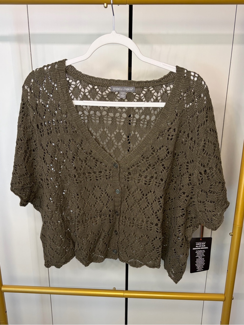 Jessica London Olive Green Knit Shrug